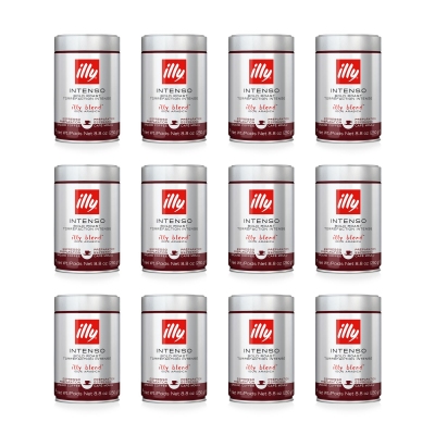 Illy 12 barattoli da 250 gr di caffè macinato espresso tostato intenso