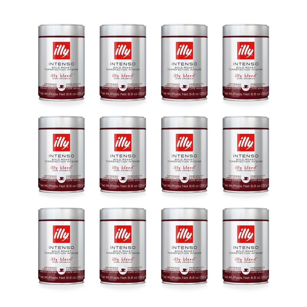 Illy 12 barattoli da 250 gr di caffè macinato espresso tostato intenso