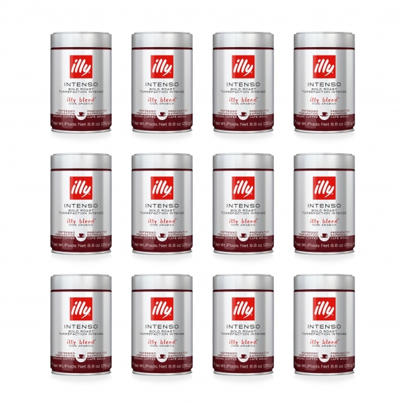 Illy 12 barattoli da 250 gr di caffè macinato espresso tostato intenso