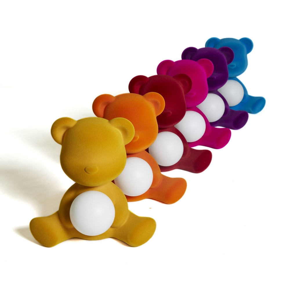 Qeeboo Lampada Teddy Girl finitura Velvet ricaricabile