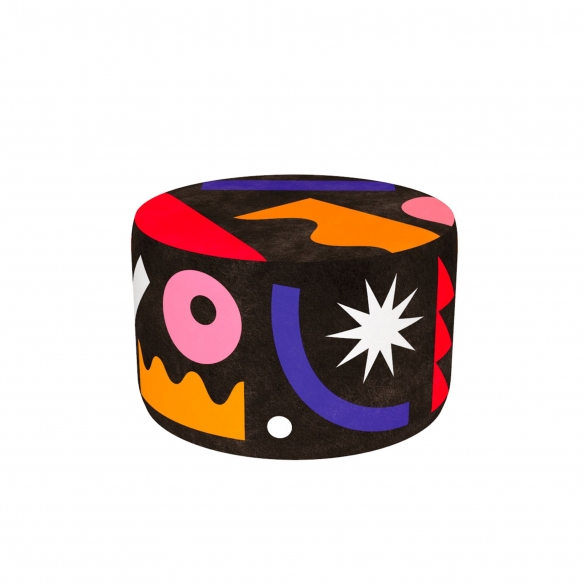 Qeeboo Oggian Landscape black M Pouf