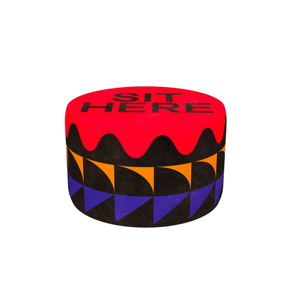 Qeeboo Oggian Sit here Red M Pouf