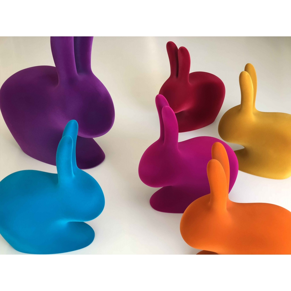 Qeeboo Rabbit Chair Velvet-finished for children