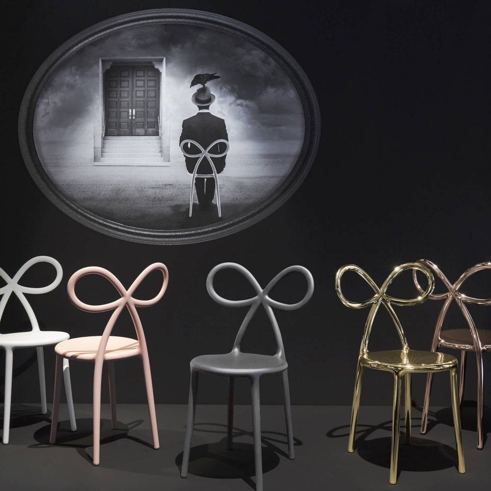 Qeeboo Ribbon chair with metal finish