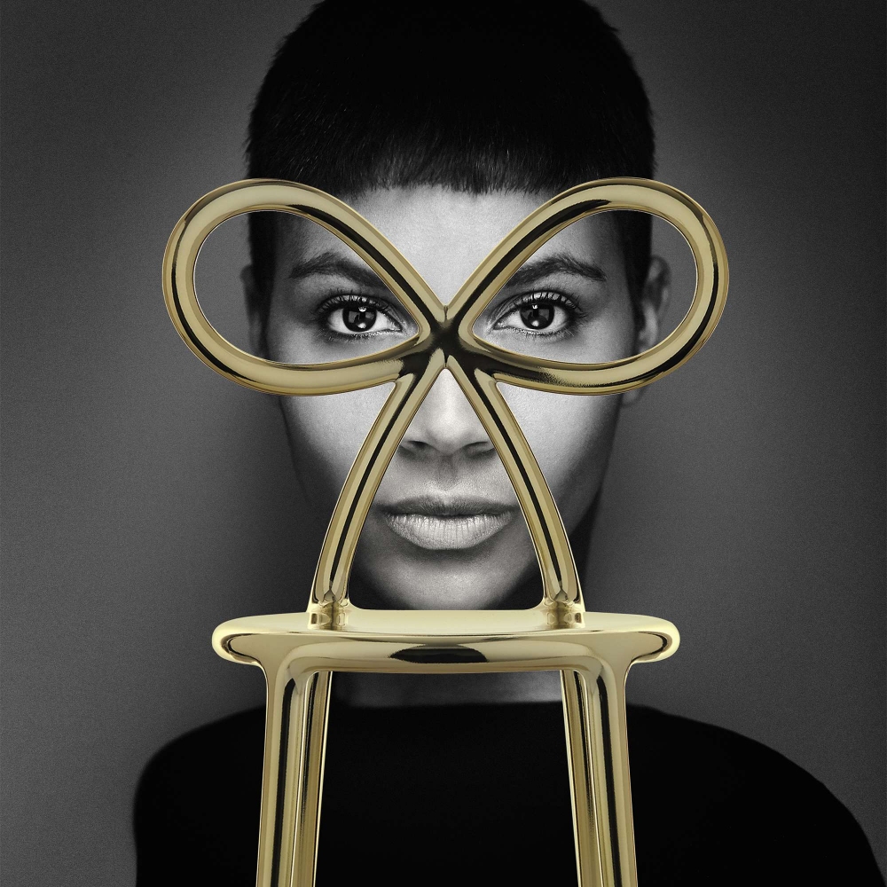 Qeeboo Ribbon chair with metal finish