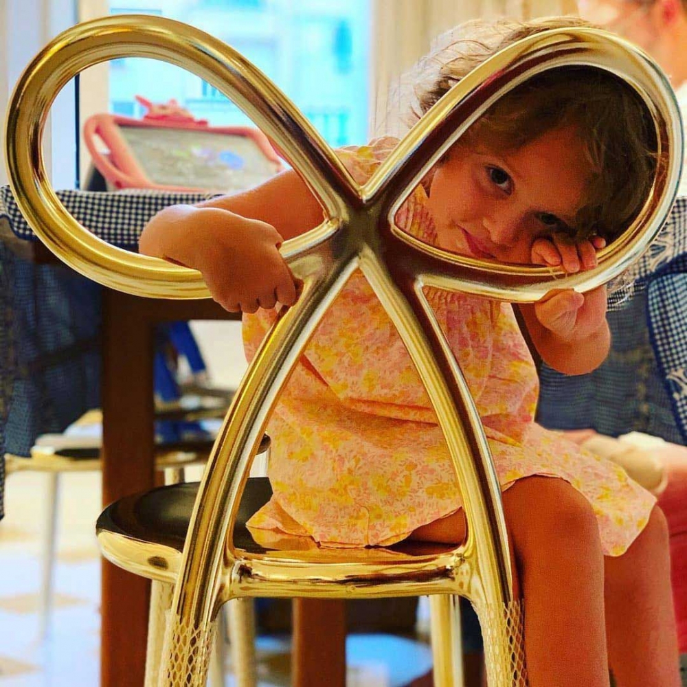 Qeeboo Set 2 sedie Ribbon finitura metal