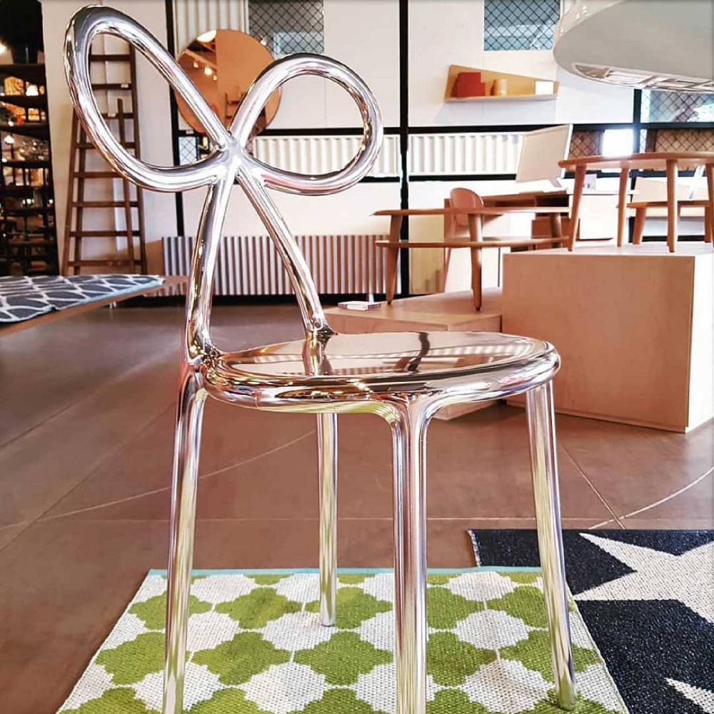Qeeboo set of 2 Ribbon chairs with metallic finish