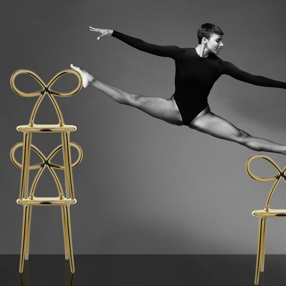 Qeeboo set of 2 Ribbon chairs with metallic finish