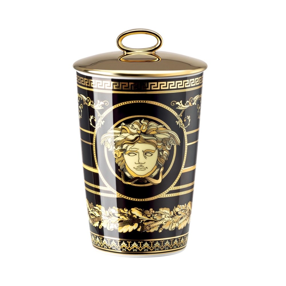 Rosenthal Versace Virtus Gala Black candlestick with scented candle