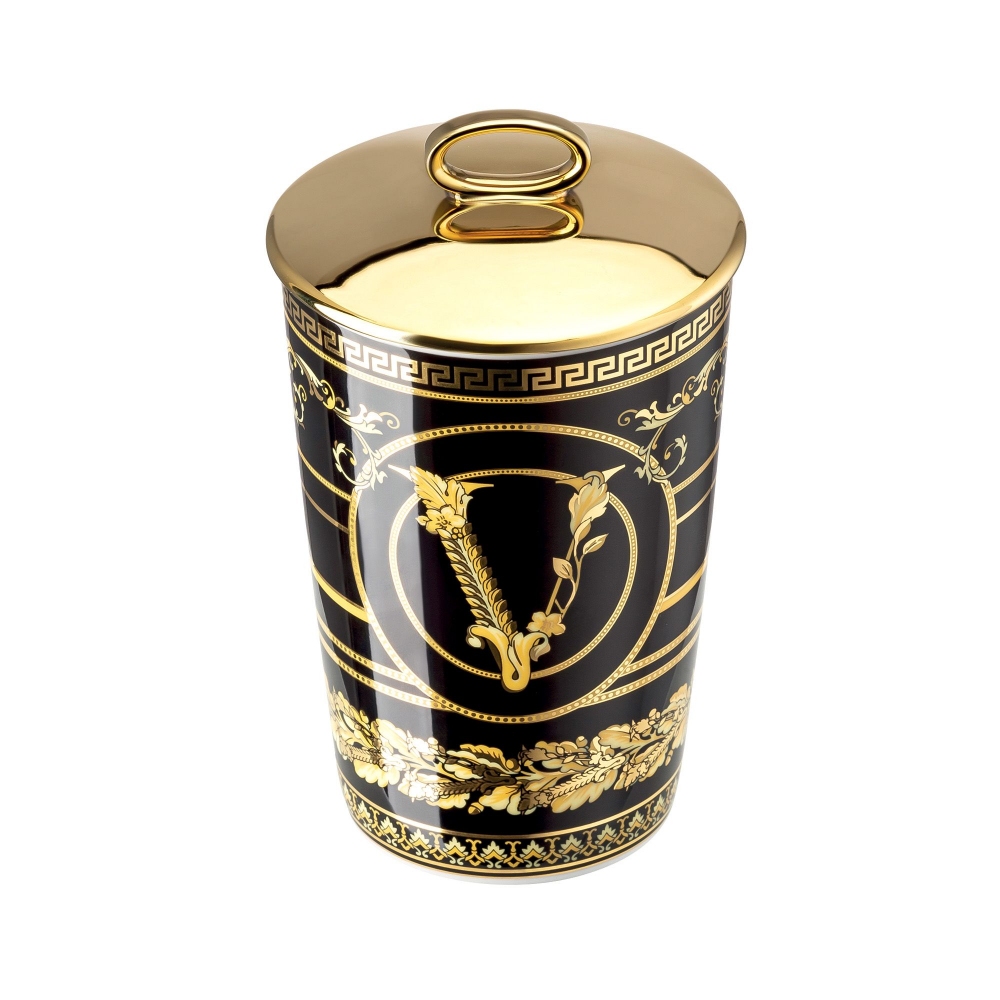 Rosenthal Versace Virtus Gala Black candlestick with scented candle