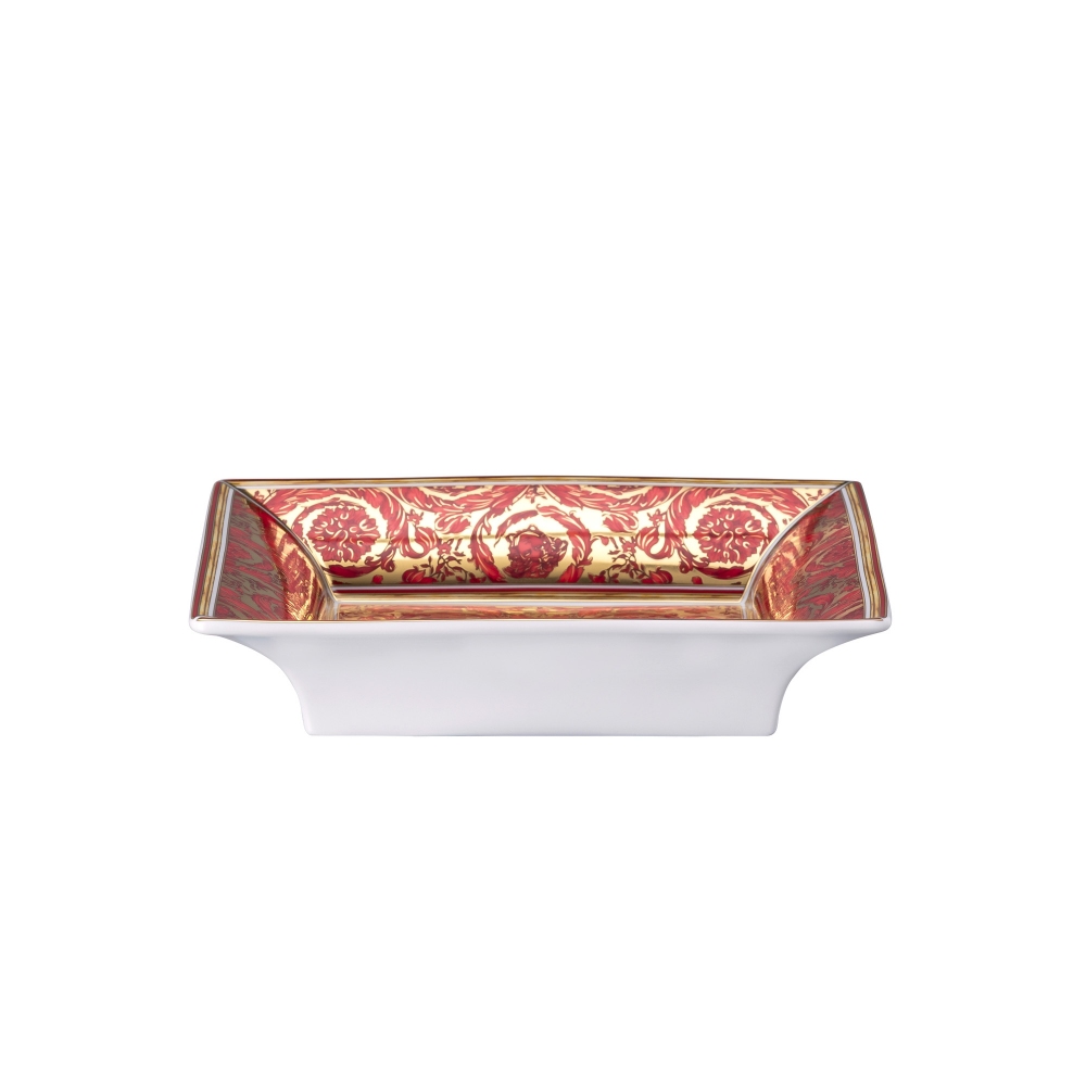 Rosenthal Versace Coppa quadrata Medusa Garland Red 18x18 cm