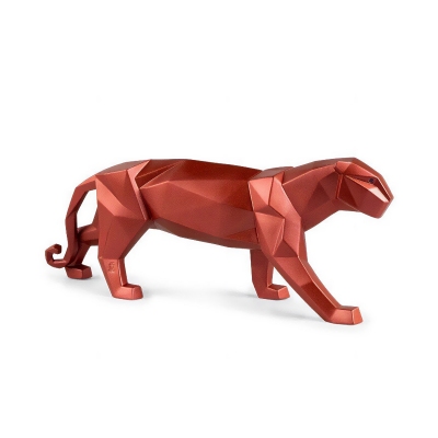 Lladró Panther Figurine - metallic red