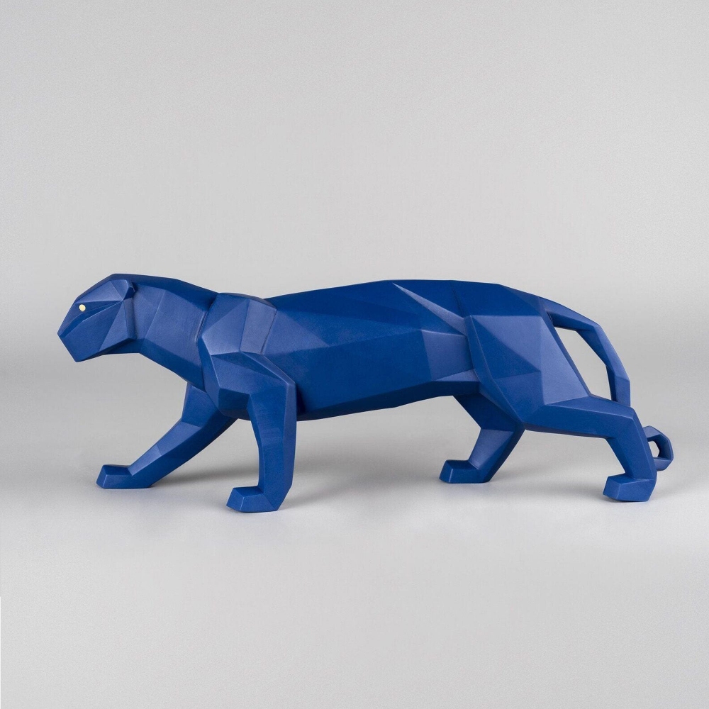 Lladró Panther Figurine - blue matte