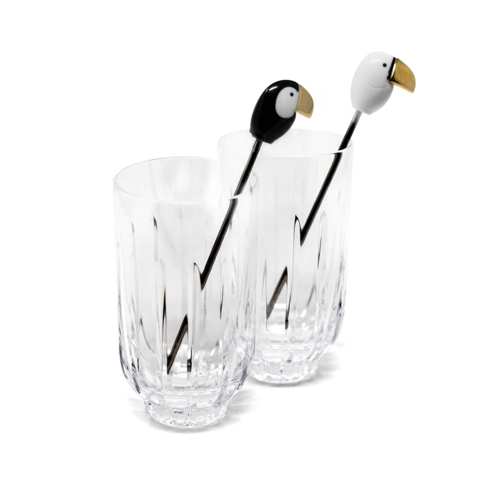 Lladró Toucan 2 tall Crystal glasses...