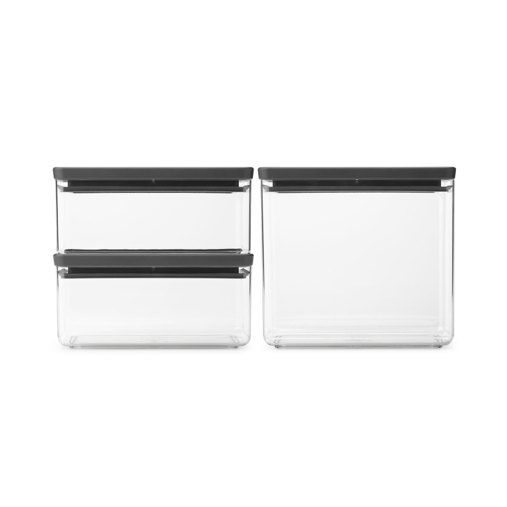 Brabantia Set di 2 barattoli impilabili Tasty+ (1,5 litri & 3,5 litri)