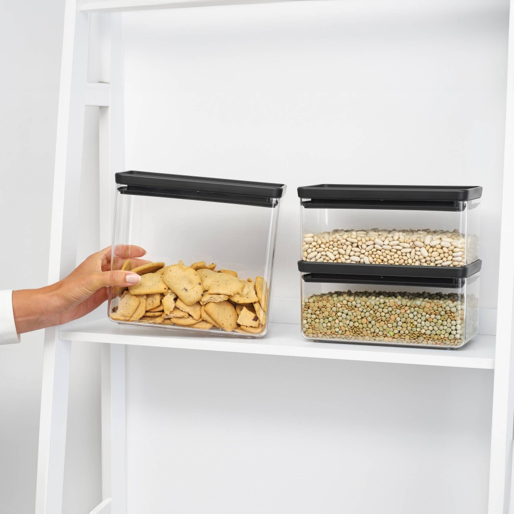 Brabantia Set of 2 Tasty+ stackable jars (1.5 liters & 3.5 litres)