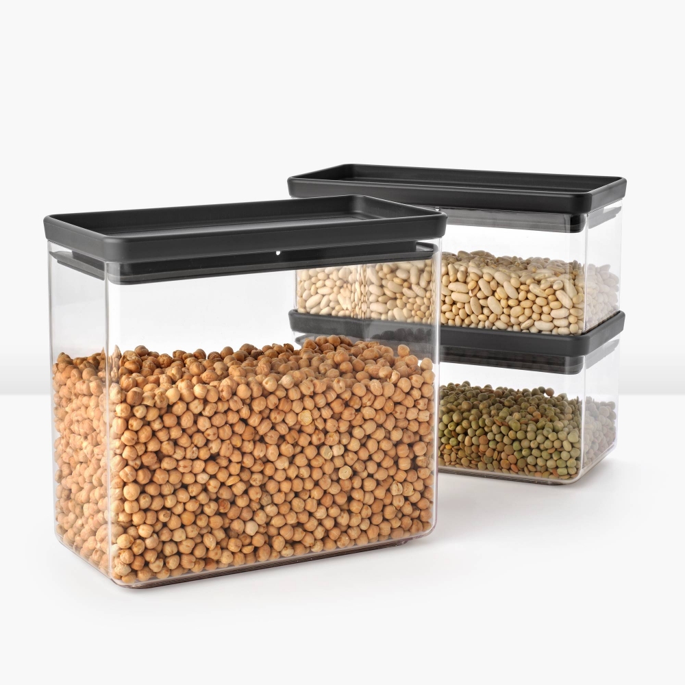 Brabantia Set of 2 Tasty+ stackable jars (1.5 liters & 3.5 litres)