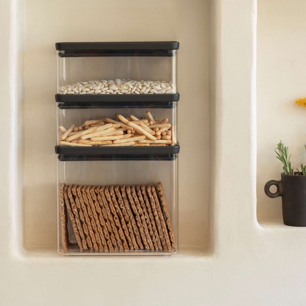 Brabantia Set di 2 barattoli impilabili Tasty+ (1,5 litri & 3,5 litri)