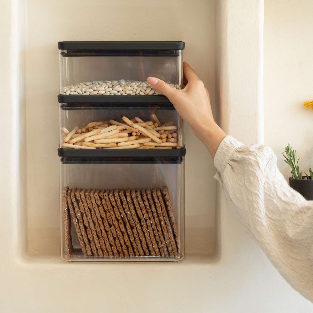 Brabantia Set di 2 barattoli impilabili Tasty+ (1,5 litri & 3,5 litri)