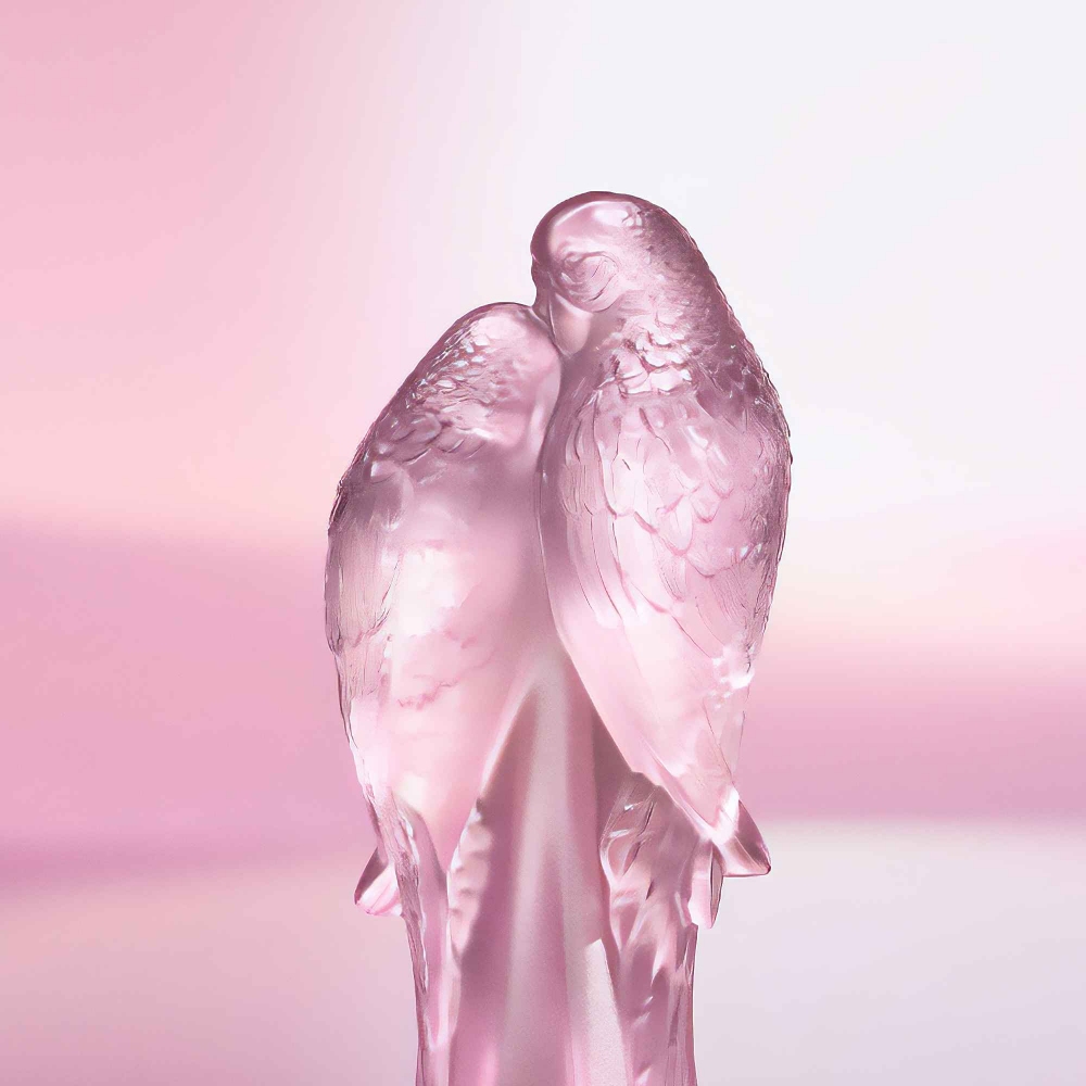Lalique Couple of Parakeets sculpture