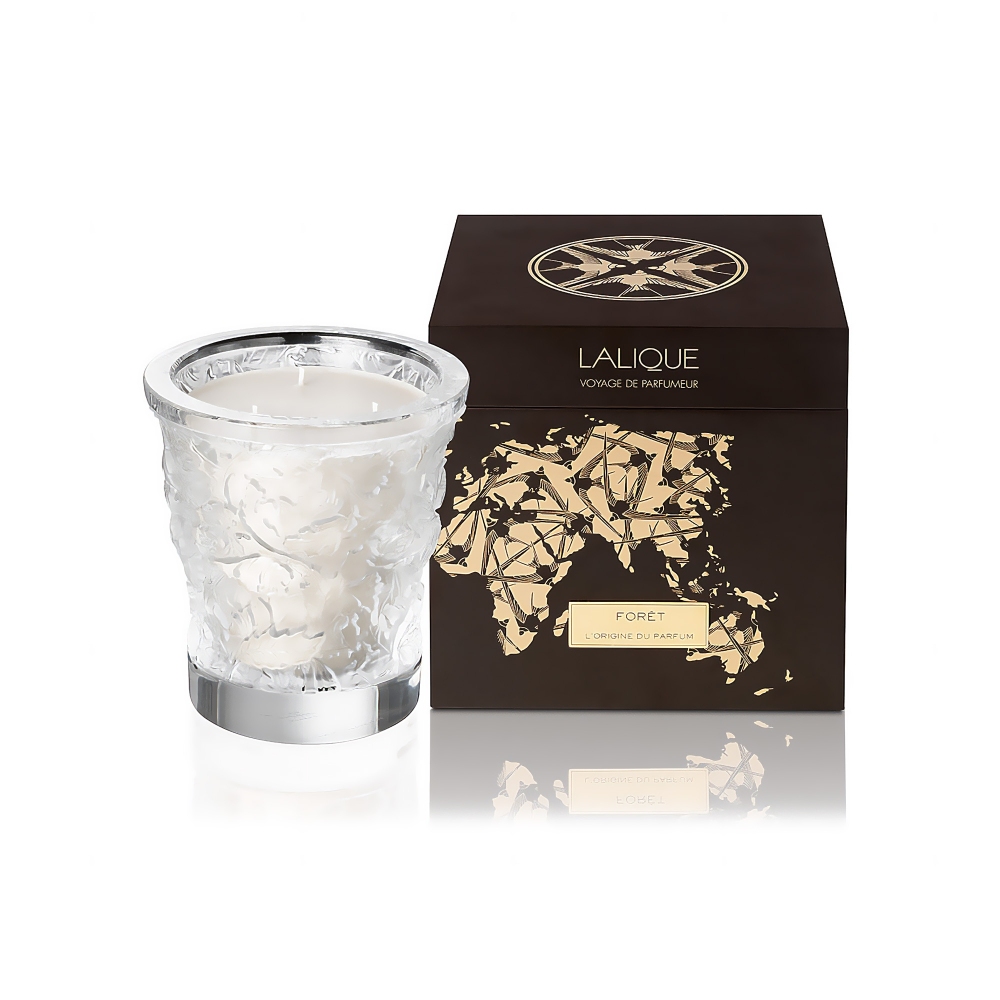 Lalique Candela profumata Forest in vaso di cristallo trasparente