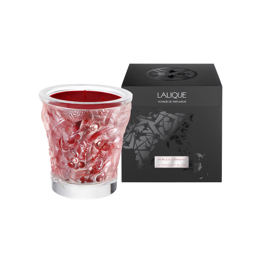 Lalique Candela profumata in vaso di cristallo Merles et raisins