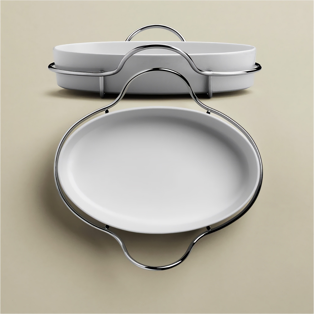 Serafino Zani Al Dente Large Oval Baker 40 cm with stand