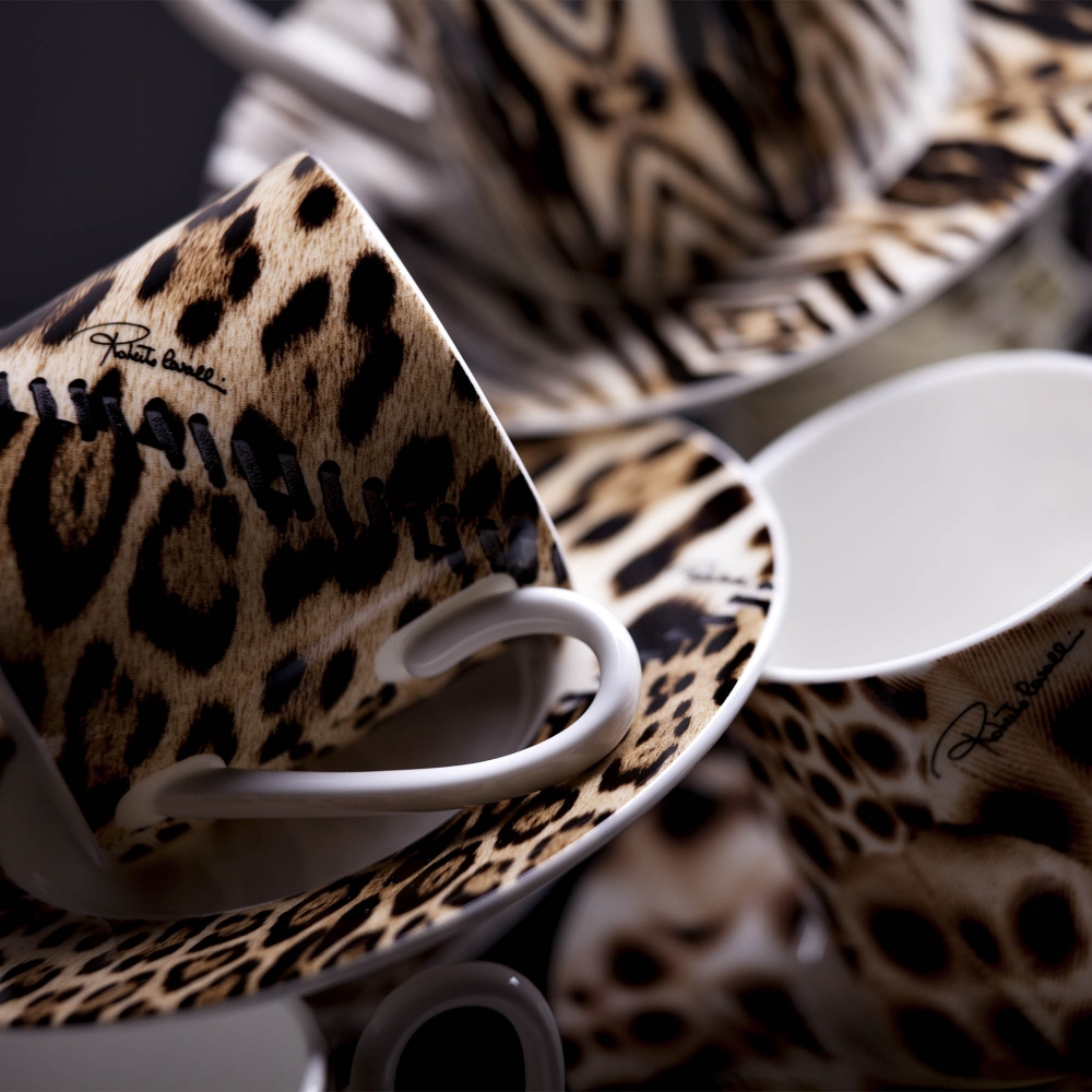 Roberto Cavalli Africa set of 2 tea cups with saucer