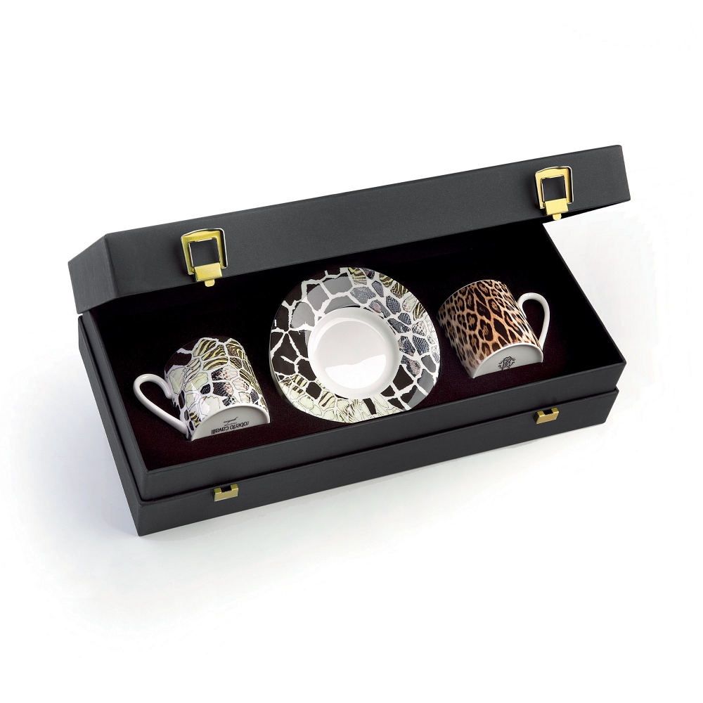 Roberto Cavalli Africa set of 2 tea cups with saucer