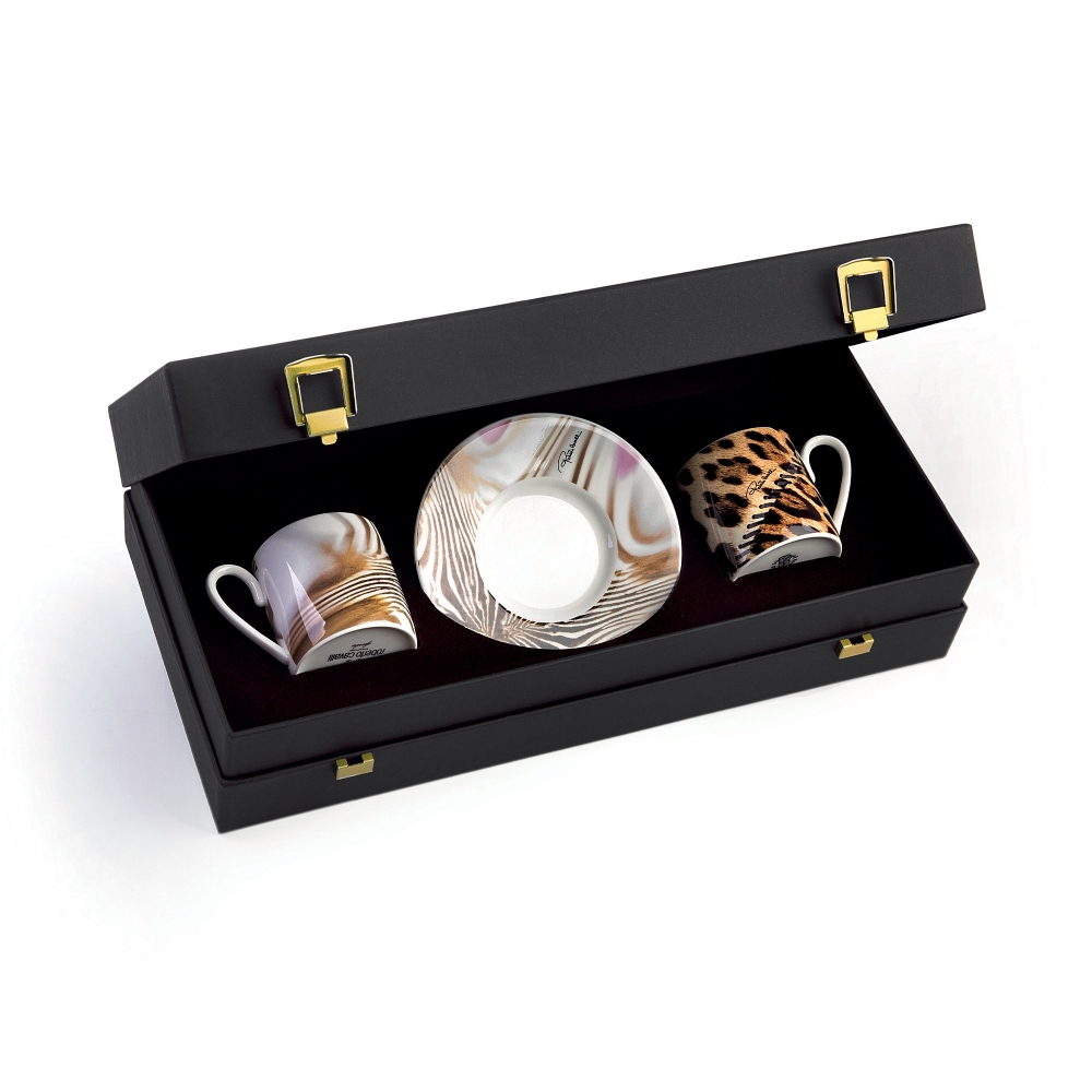 Roberto Cavalli Africa set of 2 tea cups with saucer