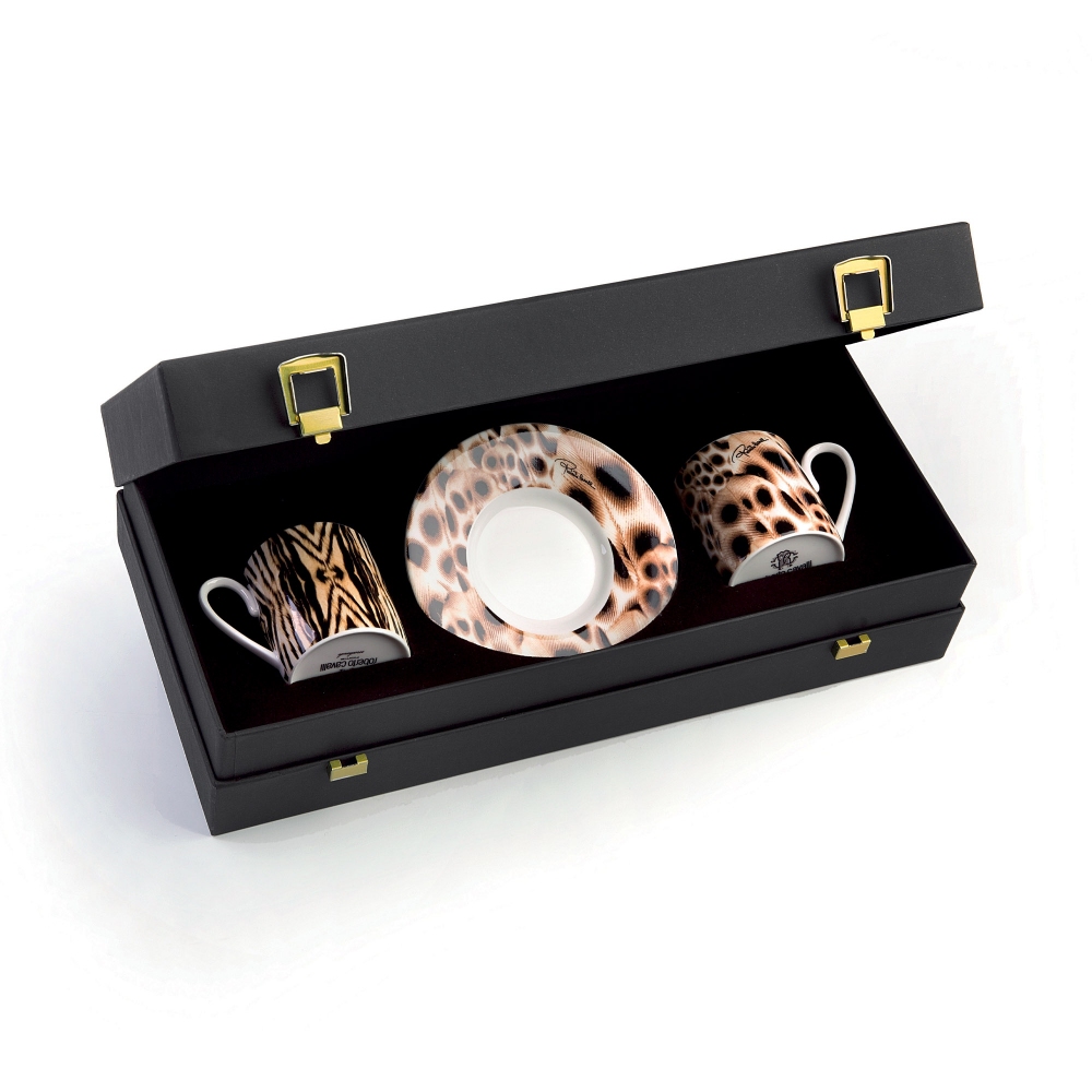 Roberto Cavalli Africa set of 2 tea cups with saucer