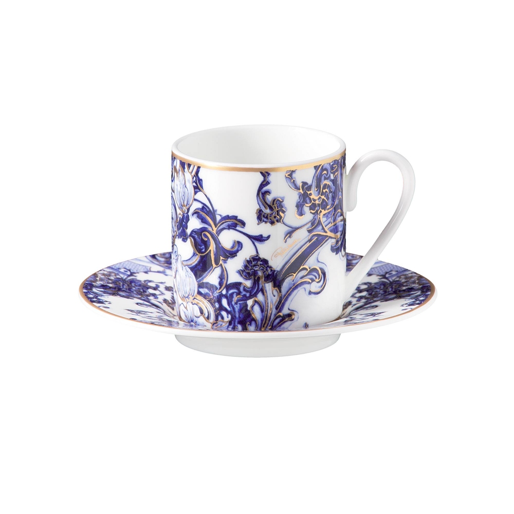 Roberto Cavalli Azulejos set of 6 coffee cups with saucer 10 cl