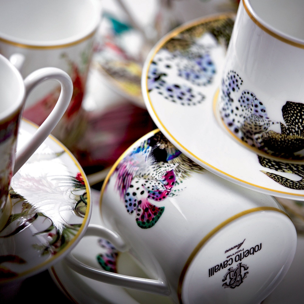 Roberto Cavalli Flowers Set of tea cups with saucer Luxury box