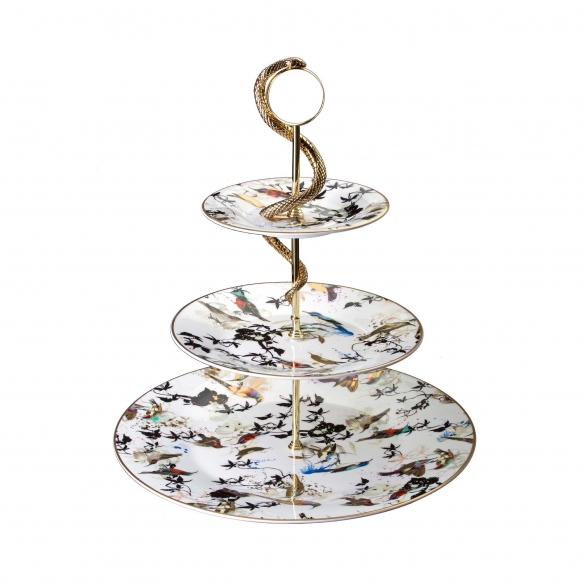 Roberto Cavalli Alzata a 3 livelli con pitone Garden's Birds