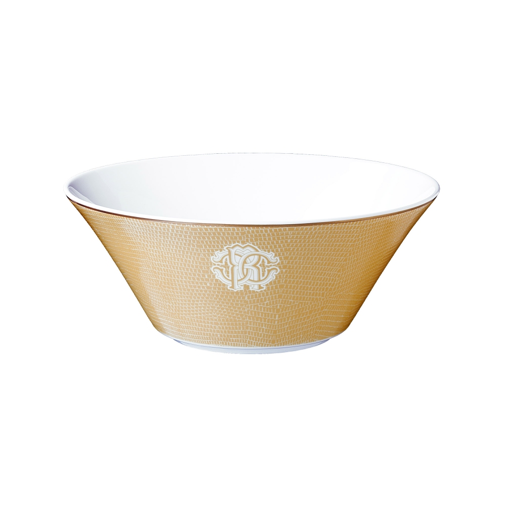 Roberto Cavalli Lizzard Gold Salad Bowl