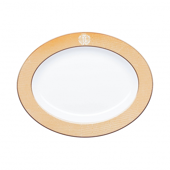 Roberto Cavalli Piatto ovale Lizzard Gold diam. 36 cm