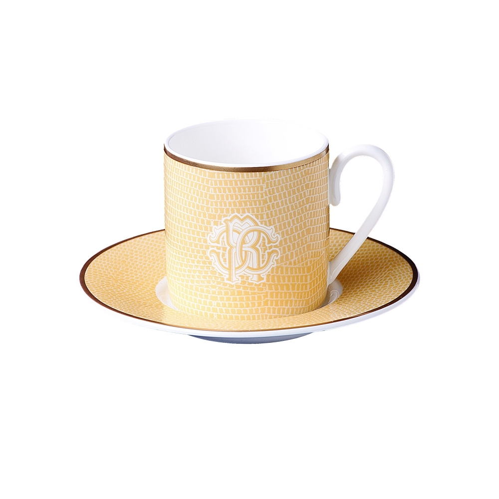 Roberto Cavalli  6 tazze da caffè con piattino Lizzard Gold 10 cl