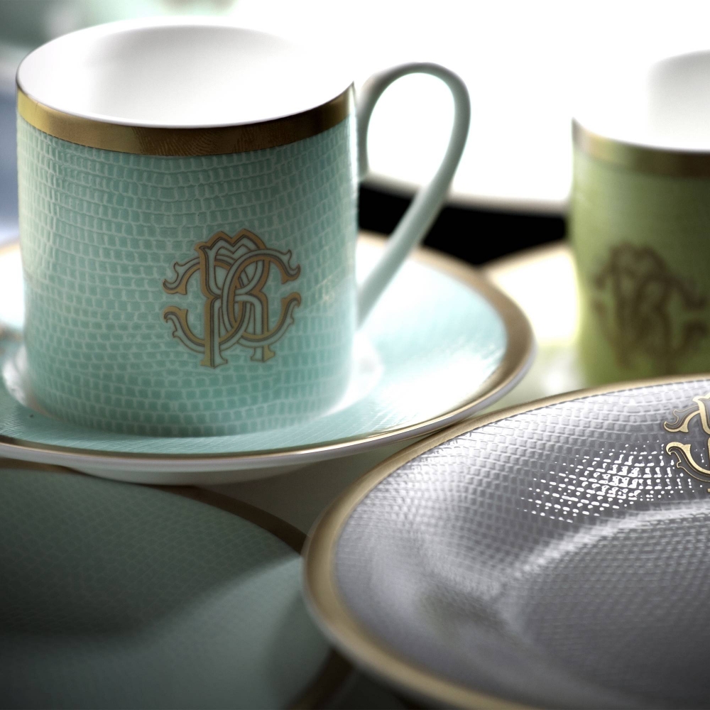 Roberto Cavalli Lizzard Sunrise set of 6 coffee cups with saucers 10 cl