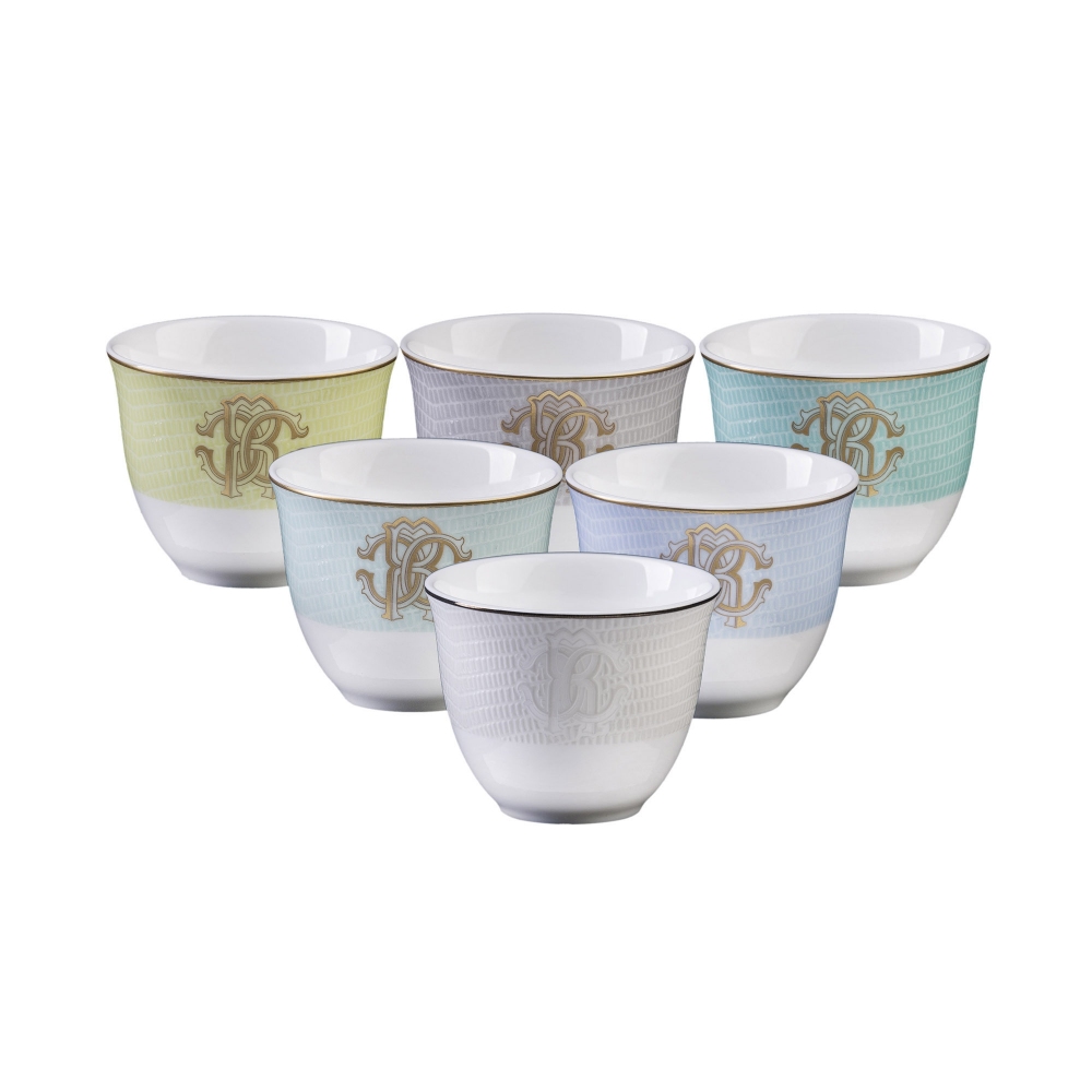 Roberto Cavalli Lizzard Sunrise set of 6 Arabic cups with saucers 20 cl