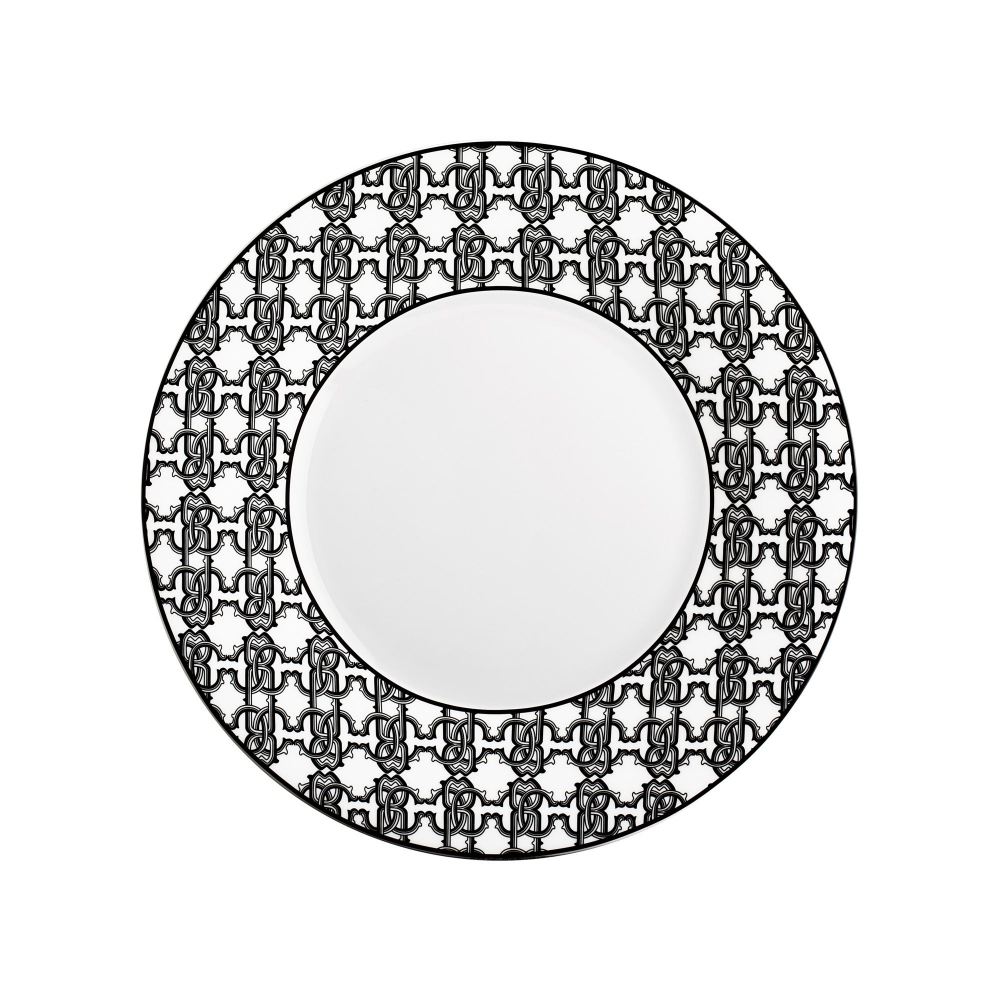 Roberto Cavalli Monogram Black Set of 6 dinner plates diam. 27,5 cm