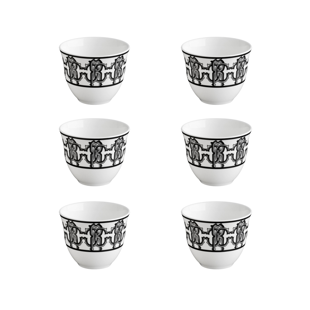 Roberto Cavalli Monogram Black Set of 6 Arabic cups