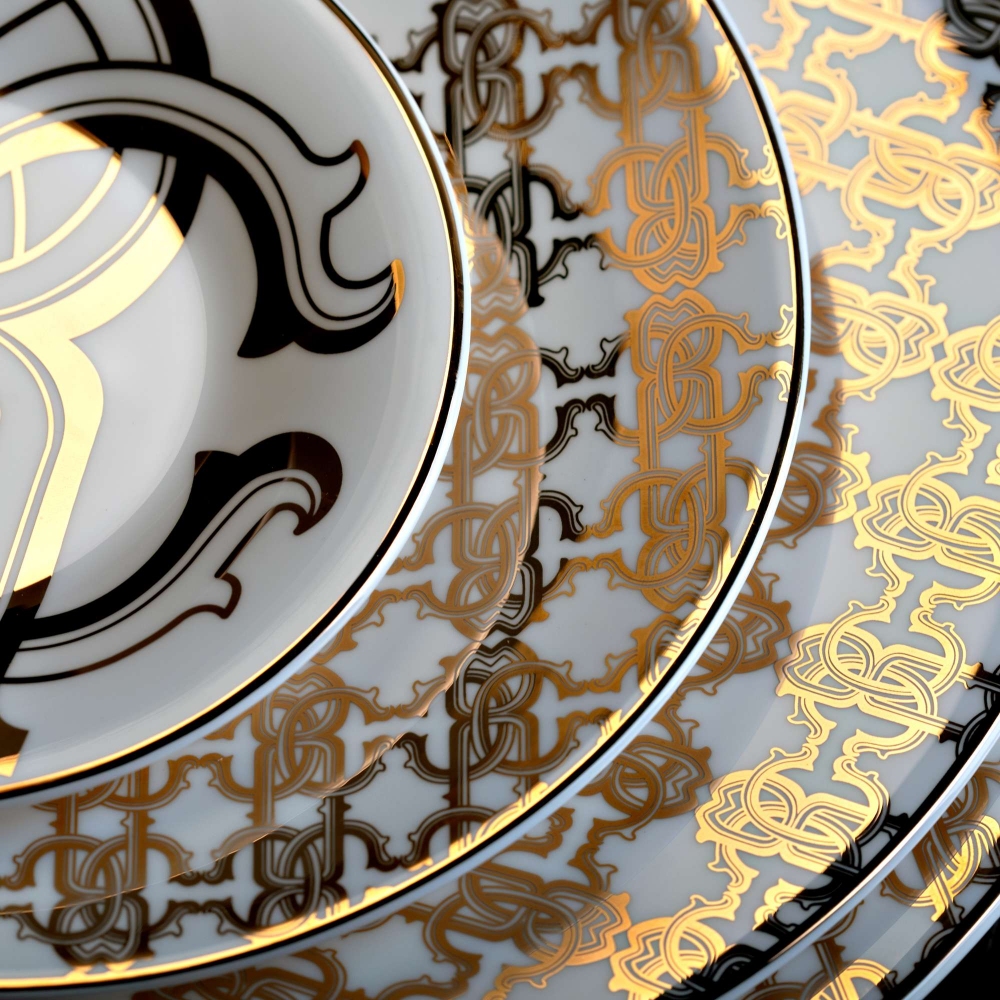 Roberto Cavalli  6 piatti piani Monogram Gold diam. 27,5 cm
