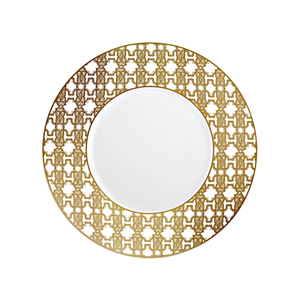 Roberto Cavalli Monogram Gold set of 2 dinner plates diam. 27,5 cm - Luxury box