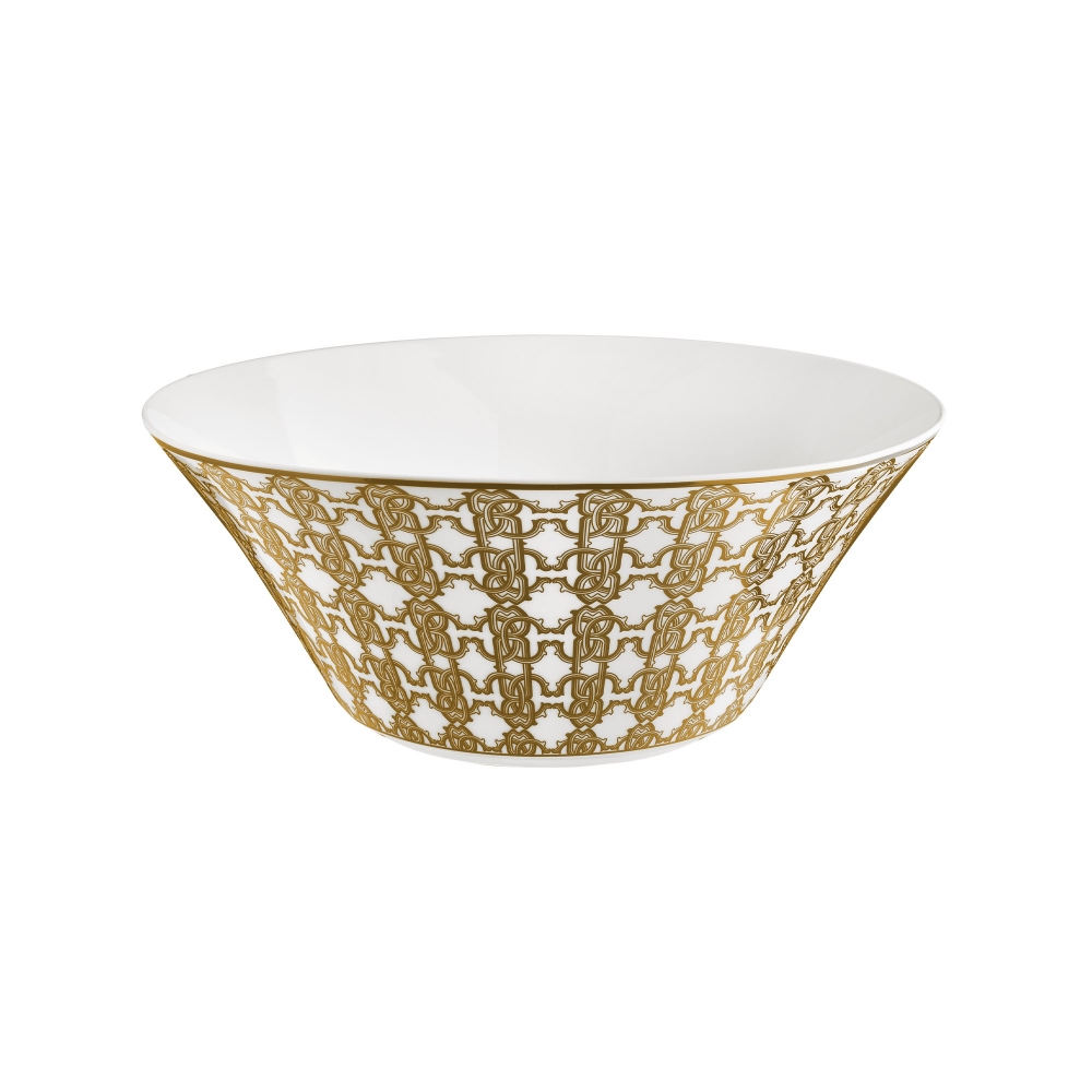 Roberto Cavalli Monogram Gold Salad Bowl