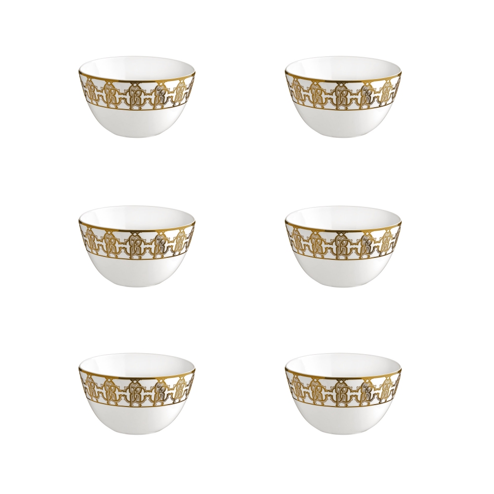 Roberto Cavalli  6 coppette per riso Monogram Gold