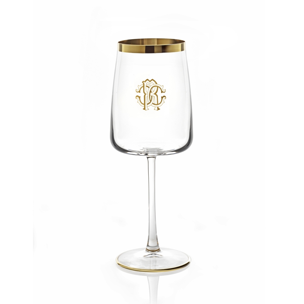 Roberto Cavalli New Monogram Gold Set of 2 wine Goblets