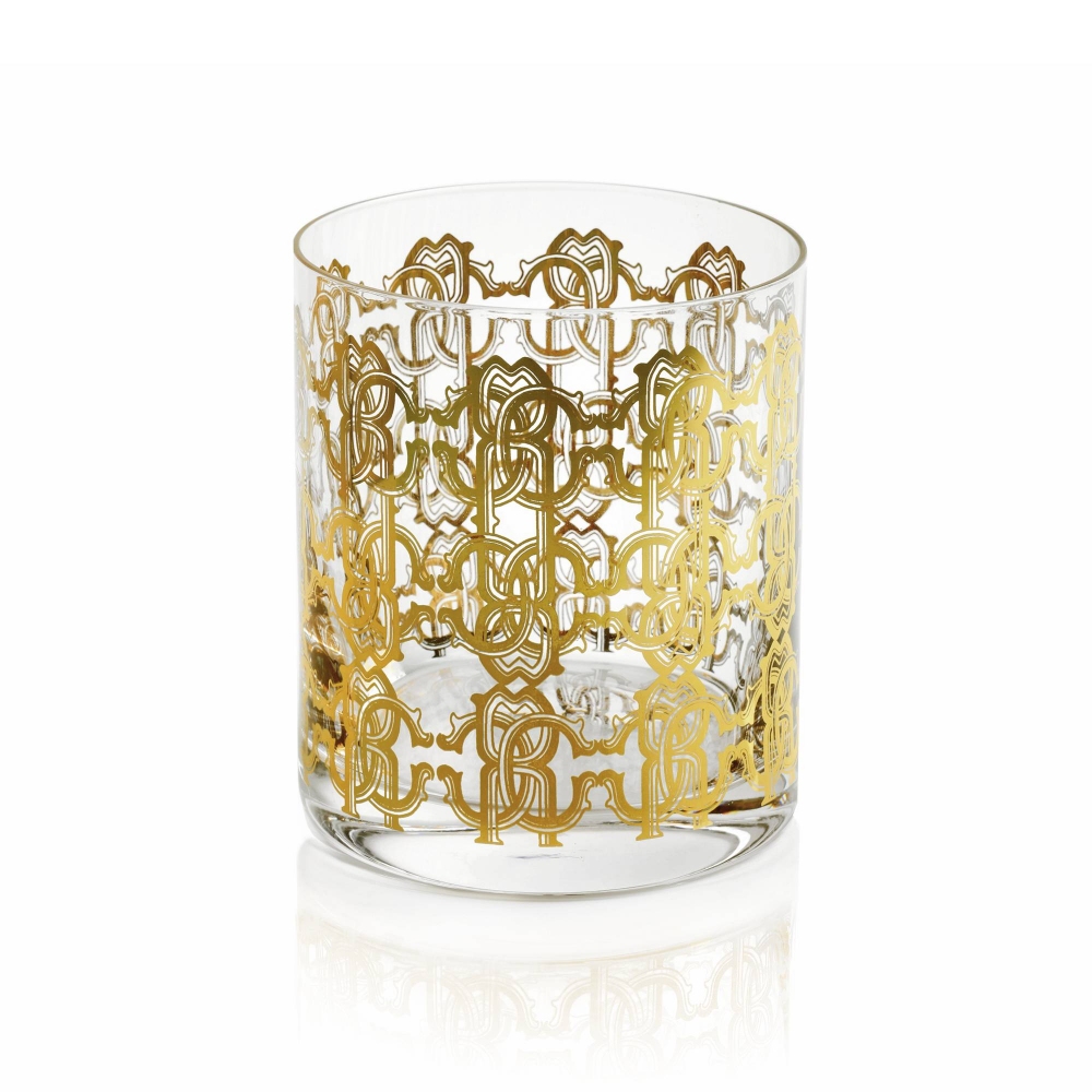 Roberto Cavalli  2 bicchieri double old fashion New Monogram Gold
