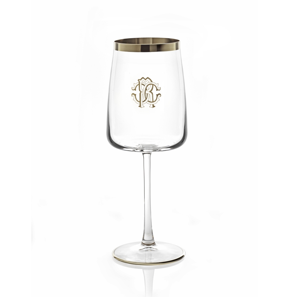 Roberto Cavalli New Monogram Platin Set of 2 wine Goblets
