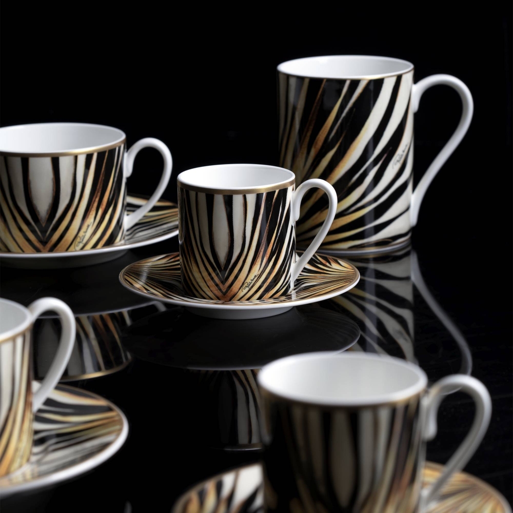 Roberto Cavalli Ray Of Gold set of 6 coffee cups with saucers 10 cl