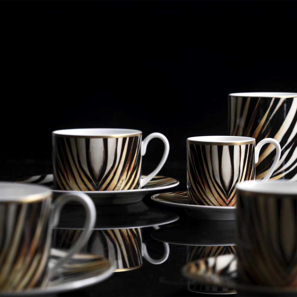 Roberto Cavalli Ray Of Gold set of 6 coffee cups with saucers 10 cl